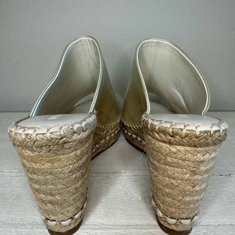 KARL LAGERFELD Paris Carina Slip On Open Toe Wedge Sandals Women’s 9.5 LIKE NEW - Picture 6 of 10